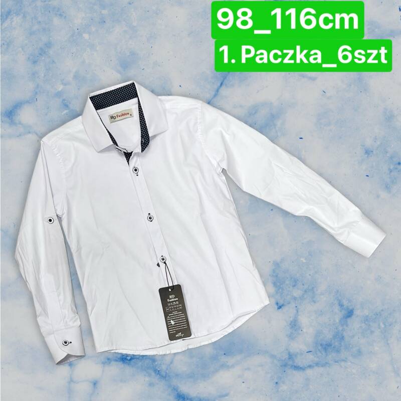 Koszule chłopięce Roz 98-116, 1 kolor Paczka 6 szt